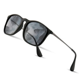 SUNGAIT Classic Square Frame Sunglasses Retro Style for Men Women (Black Frame (Matte Finish)/Polarized Grey Lens, 54) Composite Frame 1509PGHEKHU