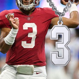 KeyStyle Number 3 Necklace Charm Pendant with Curb Chain 22+2" Extender for Men/Women Stainless Steel Sports Jewelry