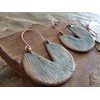 Hammered copper patina circles: side earrings