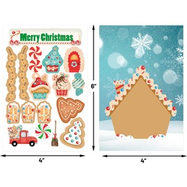 ceiba tree Gingerbread House Cards 20 Pack Christmas Cards with Stickers and Envelopes for Kids Gingerbread Man Holiday Greeting Card Bulk DIY Make Your Own Christmas Cards