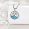 JBAERD Mountain Necklace Sterling Silver Turquoise Cross Pendant Necklace Mountain