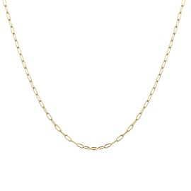 kelistom 14K Gold/Silver Tone Stainless Steel Paperclip Link Chain Choker Necklace for Women, 2.5mm 4mm 5mm Wide Oval Rectangle Link Chain, Waterproof Never Tarnish, 14", Stainless Steel, No Gemstone