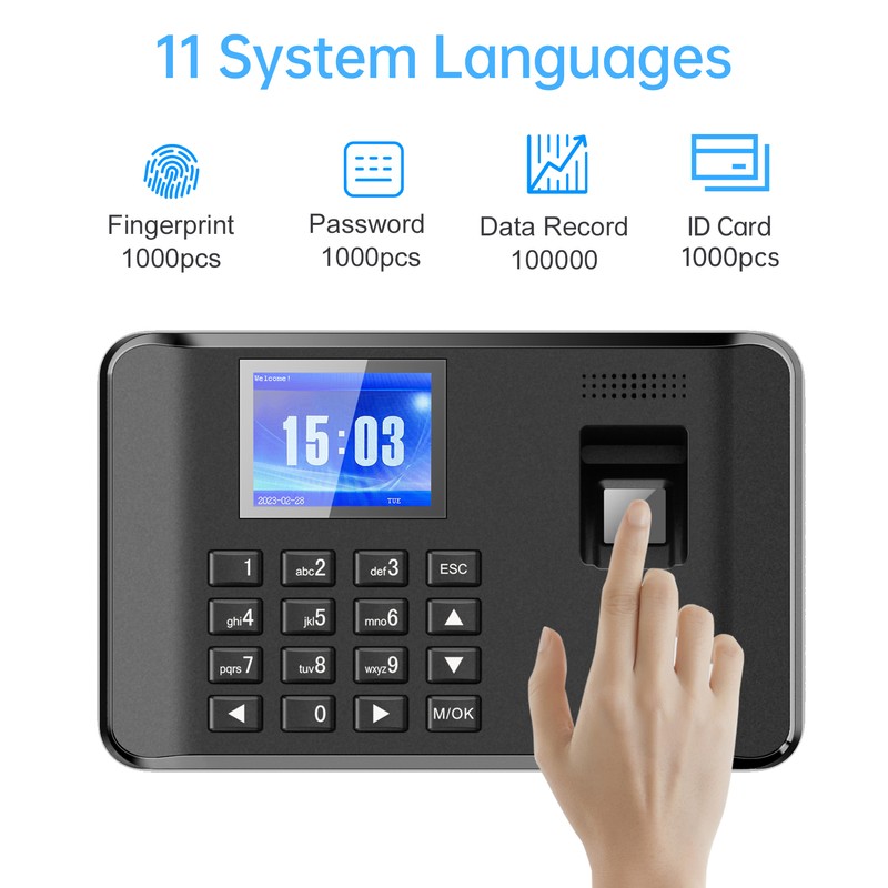 Intelligent Biometric Fingerprint Password Attendance Machine Time Clock Employee Checking-in