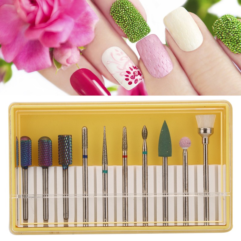 10pcs Nail Drill Bits Set Manicure Pedicure Nail Polishing Grinding
