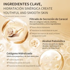 Kit de Cuidado Facial de Esencia de Caracol, Set Hidratante 5 Pzas con Gel Limpiador, Tónico, Sérum, Crema para Ojos y Crema Facial, Rutina Antiedad Todo Tipo de Piel y Regalo para Mujer