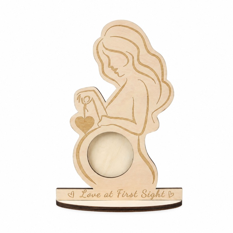 Baby Ultrasound Photo Frame for Pregnancy Keepsake - Wooden Sonogram
