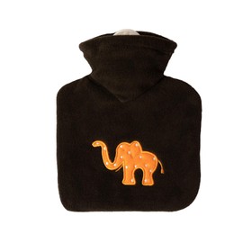 Hugo Frosch Children's Hot Water Bottle 0.6 L with Cover Fleece Brown Elephant