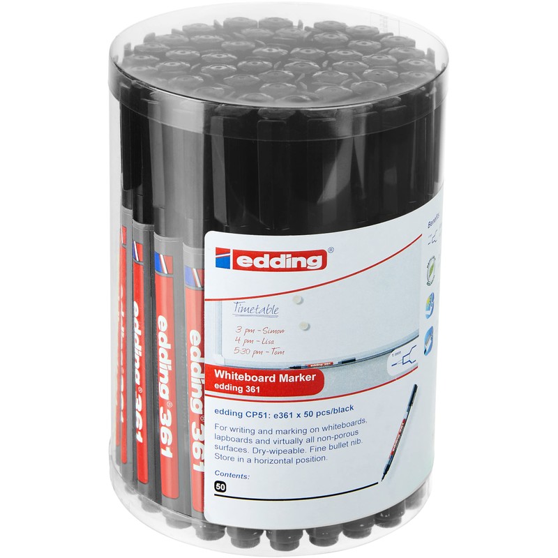 edding 361 whiteboard marker - black - 50 whiteboard pens