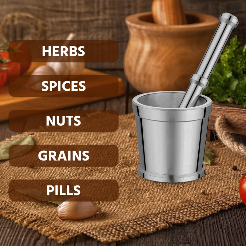 Pestle and Mortar Set - Stainless Steel Mortar and Pestle