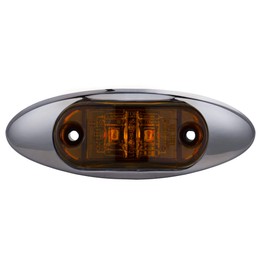 LONG HAUL 18 4"x1.5" Amber LED Surface Mount Marker Light with Chrome Bezel Oval Oblong -Good for Trucks Trailers ETC EL-112692A