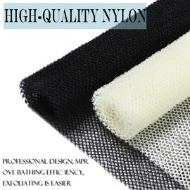 JASSINS African Sponge Net, Body Exfoliating Long Net Shower Body Scrubber Back Scrubber Skin Smoother (Black + Beige)