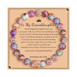 To My Granddaughter Bracelet From Grandma Gifts For Granddaughter To My Granddaughter Bracelet For Birthday Christmas Graduation Back To School Gifts For Women Imperial Jasper Natural Stone Bracelet