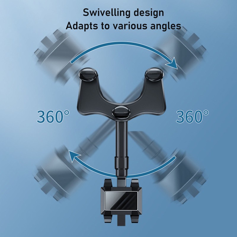 Car Rearview Mirror Phone Holder Adjustable 360 Degrees Rotation Multifunctional