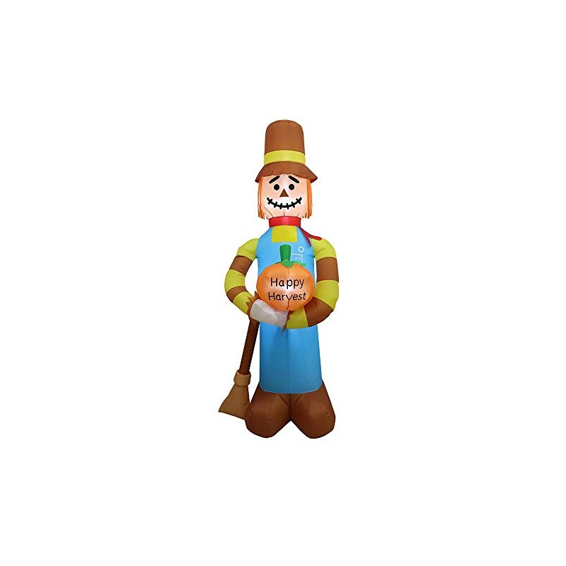 7.5 ft Air Blown Inflatable Scarecrow w/Pumpkin and Broom Yard