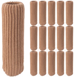 Meritenka 16 PCS Knitted Chair Leg Pads, Furniture Leg Protector Socks, High Elastic Floor Protectors Covers, Move Easily and Reduce Noise Caps Set for Furniture, Door Handle-Khaki