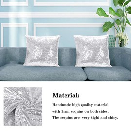 ShinyBeauty Sequin Cushion Silver Sequin Cushion Cover 18 x 18 Inch Sequin Cushion for Girls Boho Cushion Covers for Sofa Couch Chair Silver 45 x 45 cm Zip Design Home Festivals