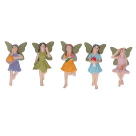 5pcs Fairy Figurines Hand Painted Retro Style Adorable Vivid Resin Material Mini Fairy Garden Ornament for Outdoor