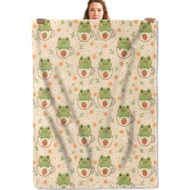UGFIDZ - Regalos de rana, manta de fresa para niñas y mujeres, mantas de franela cálida acogedora para recámara, viajes, sofá, decoración del hogar, 50 x 60 pulgadas