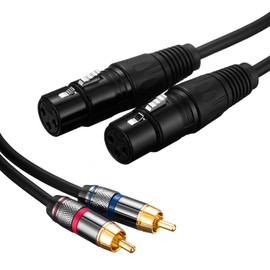 Dual XLR to RCA Cable 5Ft, Heavy Duty 2-XLR Female to 2 RCA/Phone Plug Male HiFi Stereo Audio Connection Microphone Cable Interconnect Lead Wire(5Ft/1.5M)
