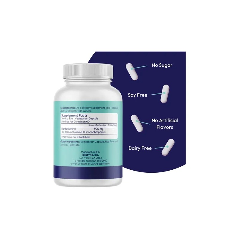Bestvite Benfotiamina 300mg 60 Cápsulas Veganas Na