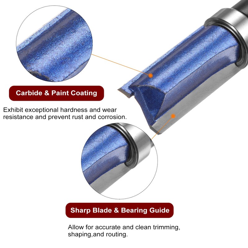 Sourcing Map 2pcs 1/4" Shank 1" Cutting Length 1/2" Cutting