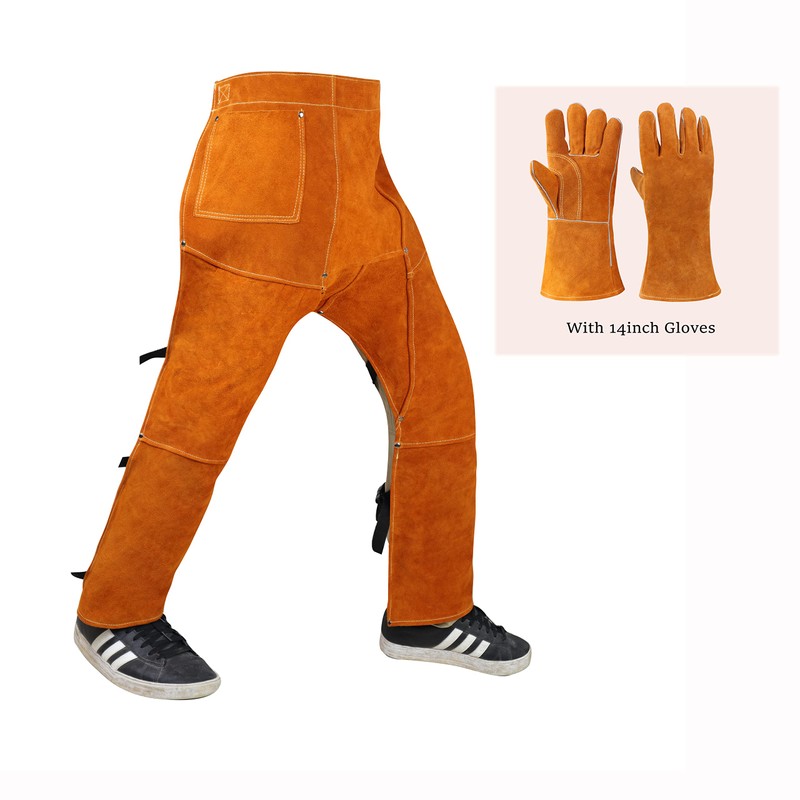 Heavy Duty Split Leather Welding Pants - Heat & Flame