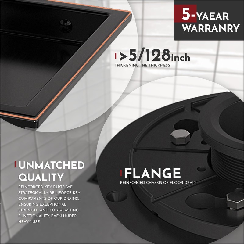 WEBANG 4 Inch Square Shower Floor Drain with Flange,Quadrato Pattern
