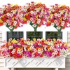 Artificial Flowers Outdoor UV Resistant Fake Silk Flowers, 12 Bundles