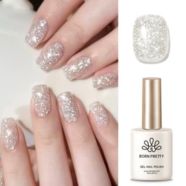 Born Pretty Silver Glitter Gel Nail Polish, Sparkly Shine Gel Polish Glitter Nail Polish Silver Color Art Manicure DIY 15ml