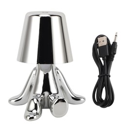 LED Table Lamp Touch Control Desk Light 3 Modes USB Rechargeable Night Light Ornament for Bedroom Living Room Office Silver D Type