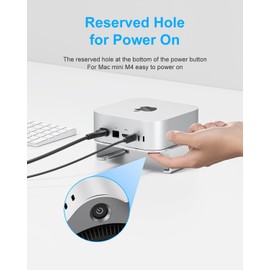 SNANSHI Mac mini M4 Stand - Aluminum Desktop Stand Mount, Easy Access to Power Button, Desk Organization, Enhanced Heat Dissipation Compatible with 2024 Mac mini M4 / M4 Pro