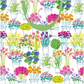 Caspari Flower Market Medium Square Gift Bags - 1 Gift Bag Included