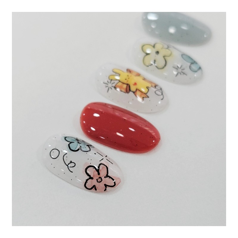 Happy Bunny Handmade Nail Tips - Almond Short / 해피버니