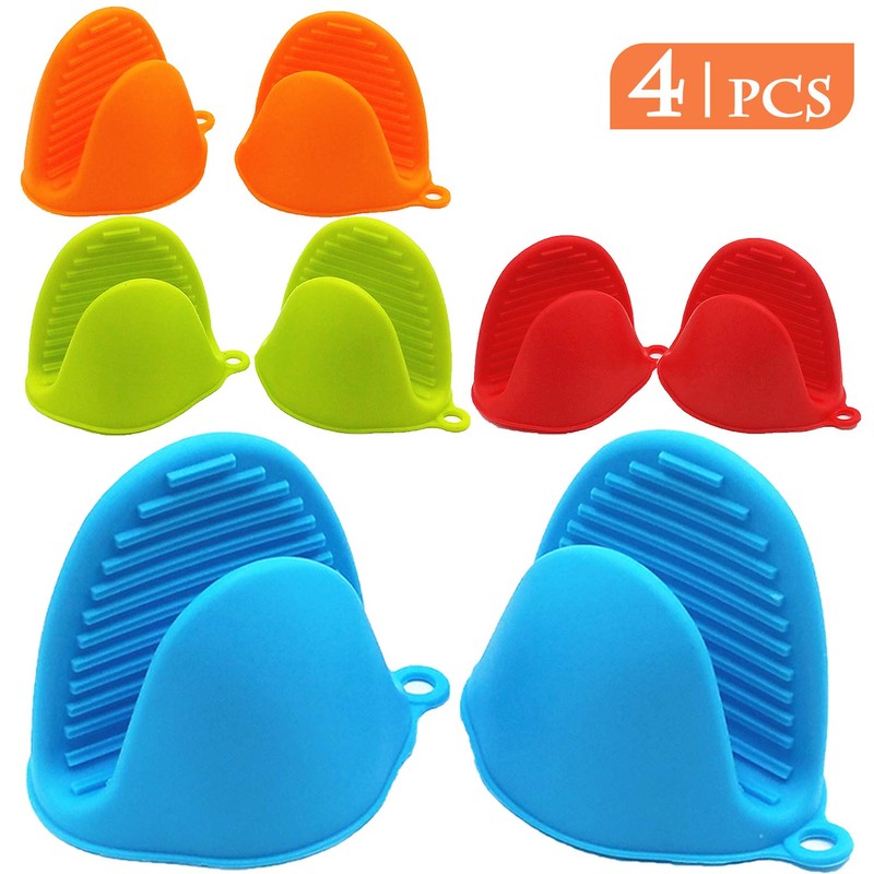 NEPAK 4 Pairs Silicone Cooking Pinch Grips Oven Mitts Potholder