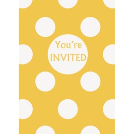Yellow Polka Dot Party Invitations, 8ct