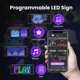 Led Light Signs for Car, Taxi Windshield Led Stickers, Flexible Digital Led Matrix Panel, Programmable Bluetooth App Control DIY Text, Patterns, Animations
