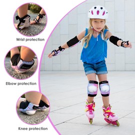 BOSONER Knee Pads, Children's Inline Skates, Knee and Elbow Pads, Protective Equipment, Knee Pads, Skateboard (14#Pink-Blue, S (3-7 Years))