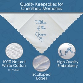 AERAI GROUP Wedding Handkerchief with Scalloped Edges - 12in x 12in - Something Blue for Bride - Bridal Hankie - Father of the Groom, Periwinkle Blue