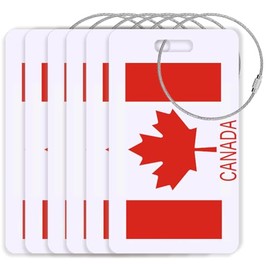 6 PCS Canada Luggage Tag,Canadian Flag Banner Stainless Steel Loop Labels for Suitcase Travel Bag Trunk Backpack