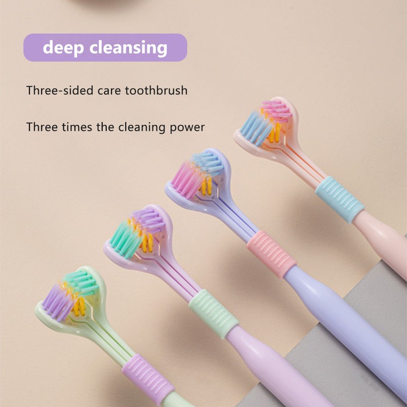 Pack of 2 3 4 Three Sided Toothbrushes Soft Bristle