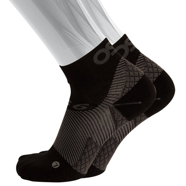 OS1st Plantar Fasciitis Socks FS4, Plantar Fasciitis Relief, Arch Support and Overall Foot Health (Qtr Crew, Black, Large)