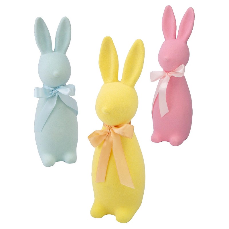 Fun Express Flocked Easter Bunny Tabletop Decorations - 3 1/2"