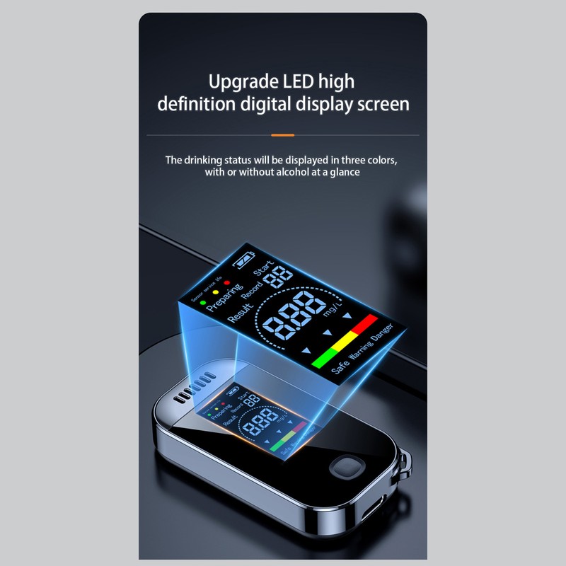 Alcohol Tester Portable High Accuracy Breathalyzer Non-Contacting Alcohol Detector USB