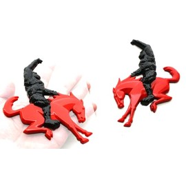 Add-A-Saquatch Emblem Compatible with Your Bronco,3D Left Right Tailgate Badge - Universal Raised Design, Automotive with Horse Emblem Set (Red)