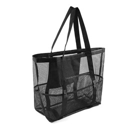 Doitxue Mesh Beach Bags, Extra Large Waterproof and Sandproof Tote Bag for Beach Vacation Essentials for Pool, Travel, Summer Accessories (Black)