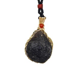 BOLFFU Cintamani Saffordite Stone Necklace Arizona Obsidian Tektites Raw Crystals,Irregular Shape