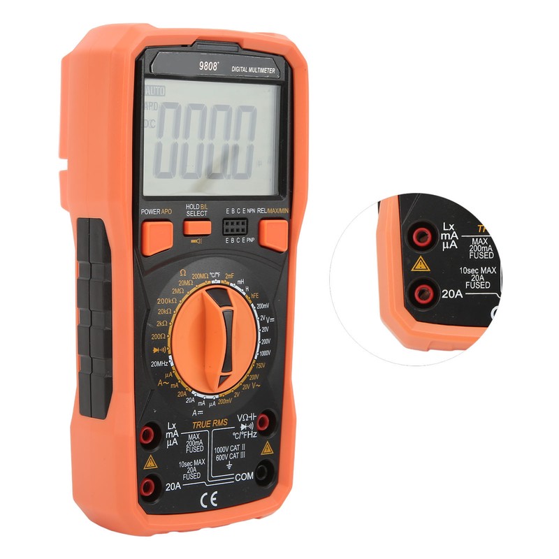 9808+ High Accuracy Digital Multimeter Multifunctional Electrical Tester Measuring AC
