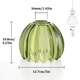Shenmoyl Tulip Lamp Shades Replacement, 5" Dia. * 4.25" H Green Glass Sconce Shade Heavy and Thick for Wall Sconces Pendant Lights Chandelier, 2 Pack