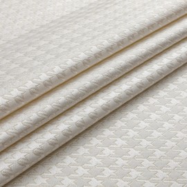 Majestic Giftware Premium Jacquard Fabric (1374-38X72) | 38" Wide X 72" Length Houndstooth - White Gold Cloth for Table Runner, Upholstery, Pillows & Window Treatment | Soft & Washable Cloth for Home