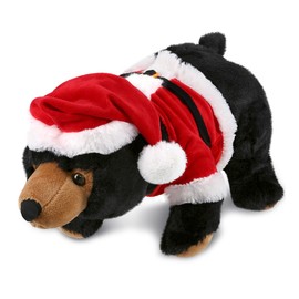 DolliBu Santa Wild Black Bear Stuffed Animal Plush Toy - Super Soft Wild Animal Dress Up with Red Santa Claus Outfit, Cute Wildlife Gift, Perfect with Name Personalization - 16 Inches